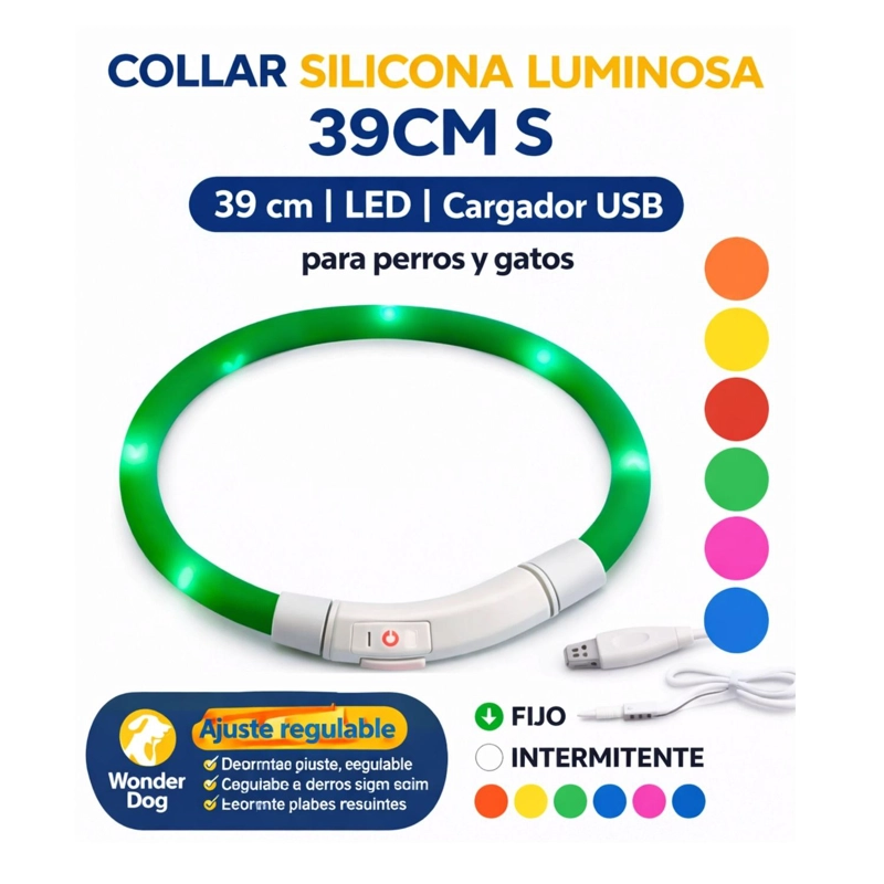 COLLAR LED PERRO USB RECARGABLE 39 CM 3-12 KG - 7