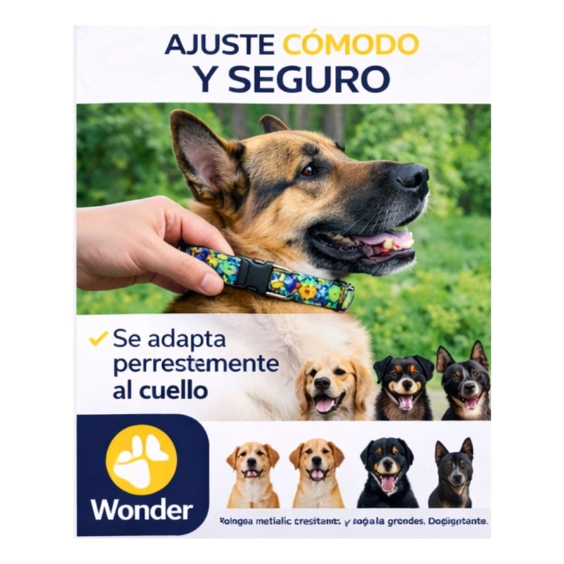 COLLAR PERRO NYLON AJUSTABLE L 48-69 CM WONDER DOG M5 - 4