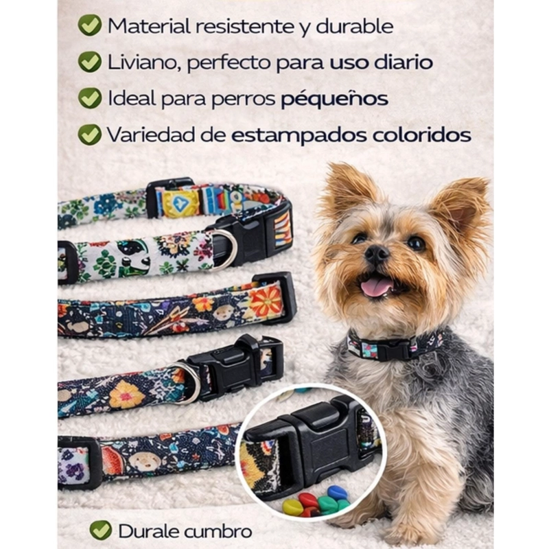 COLLAR PERRO TALLA S 3-8 KG AJUSTABLE 20-31 CM TELA M1 - 7