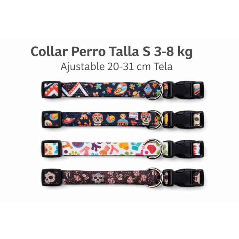 COLLAR PERRO TALLA S 3-8 KG AJUSTABLE 20-31 CM TELA M3 - 3