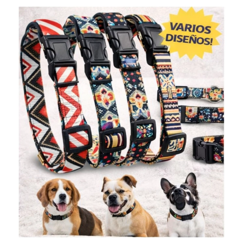 COLLAR PERRO TALLA L 10-25 KG AJUSTABLE 35-50 CM TELA M4 - 4
