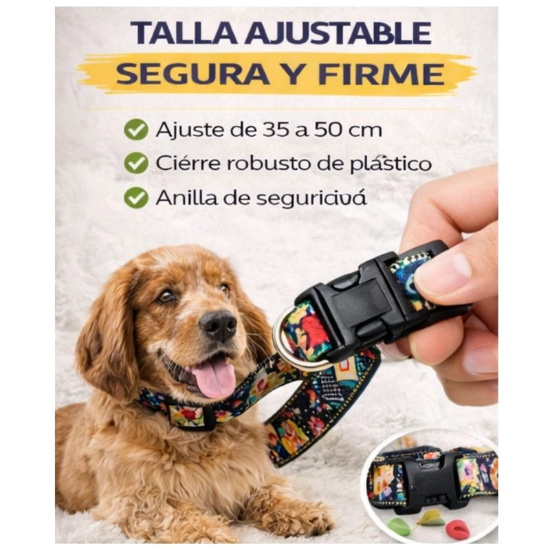 COLLAR PERRO TALLA L 10-25 KG AJUSTABLE 35-50 CM TELA M2 - 7