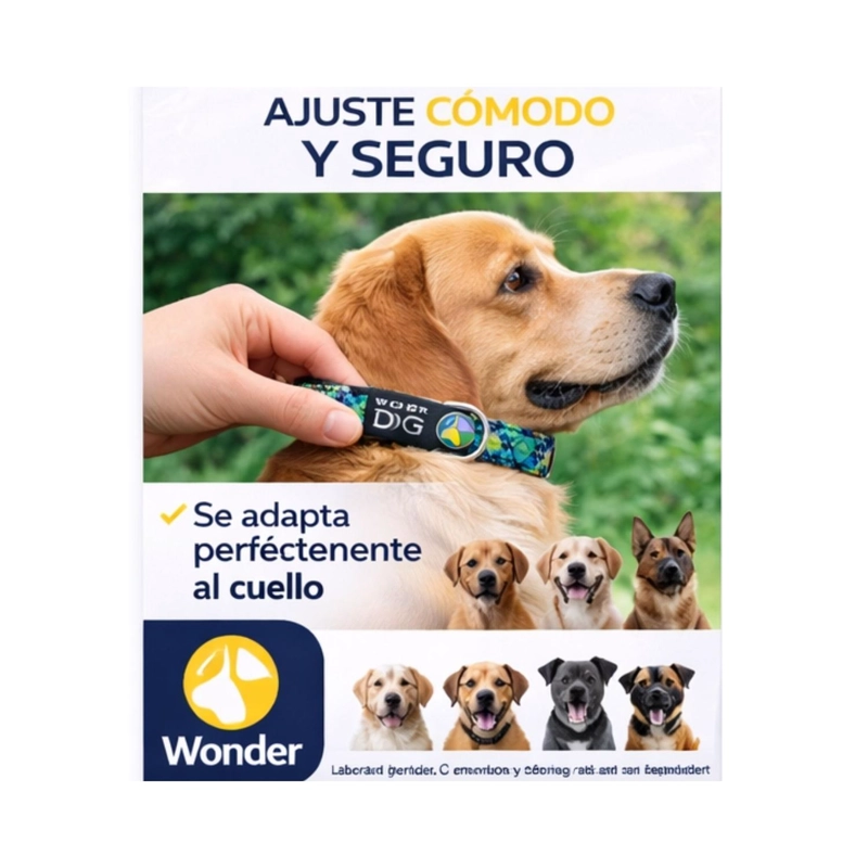 COLLAR PERRO NYLON AJUSTABLE M 36-58 CM WONDER DOG M3 - 4