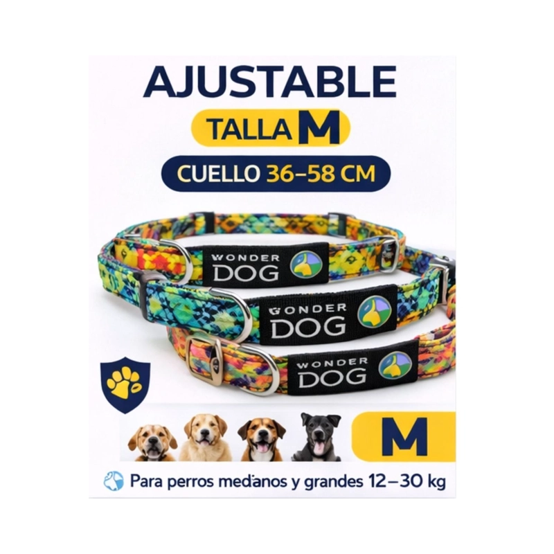 COLLAR PERRO NYLON AJUSTABLE M 36-58 CM WONDER DOG M3 - 7
