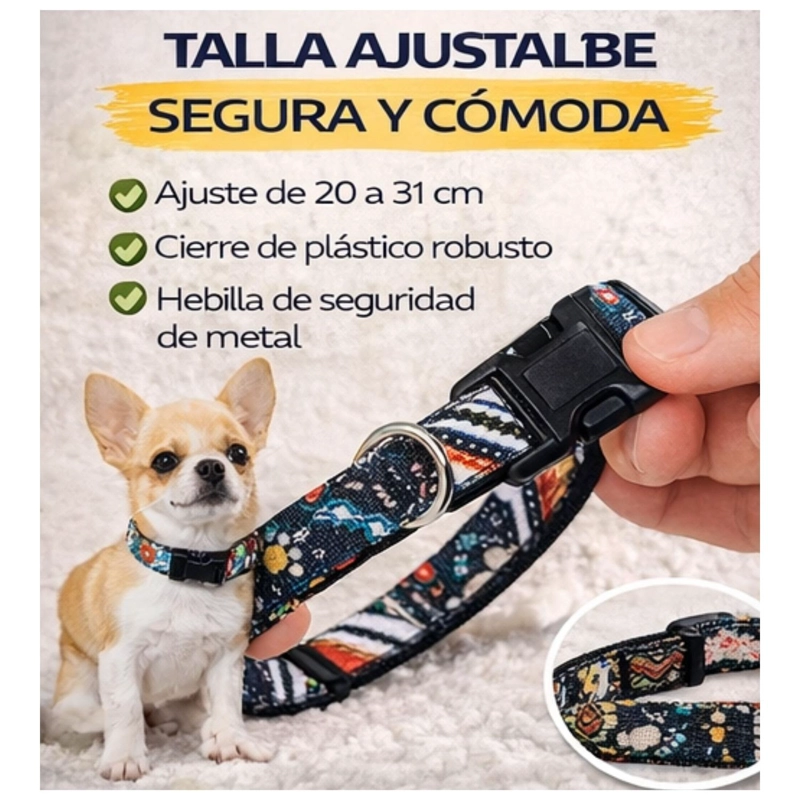 COLLAR PERRO TALLA S 3-8 KG AJUSTABLE 20-31 CM TELA M4 - 5