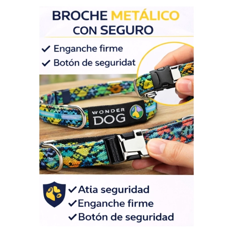 COLLAR PERRO NYLON AJUSTABLE M 36-58 CM WONDER DOG M5 - 5