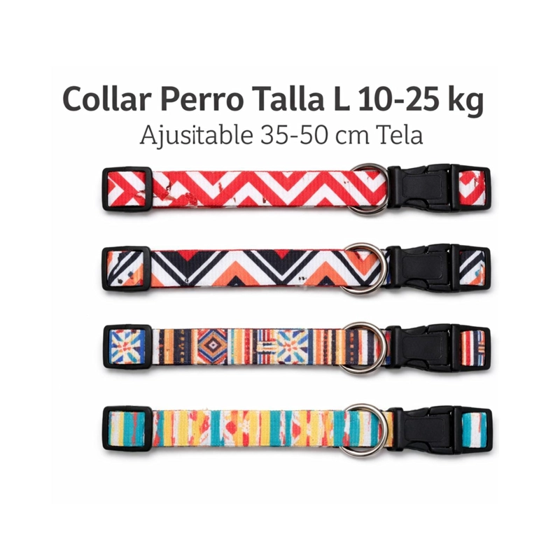 COLLAR PERRO TALLA L 10-25 KG AJUSTABLE 35-50 CM TELA M3 - 3