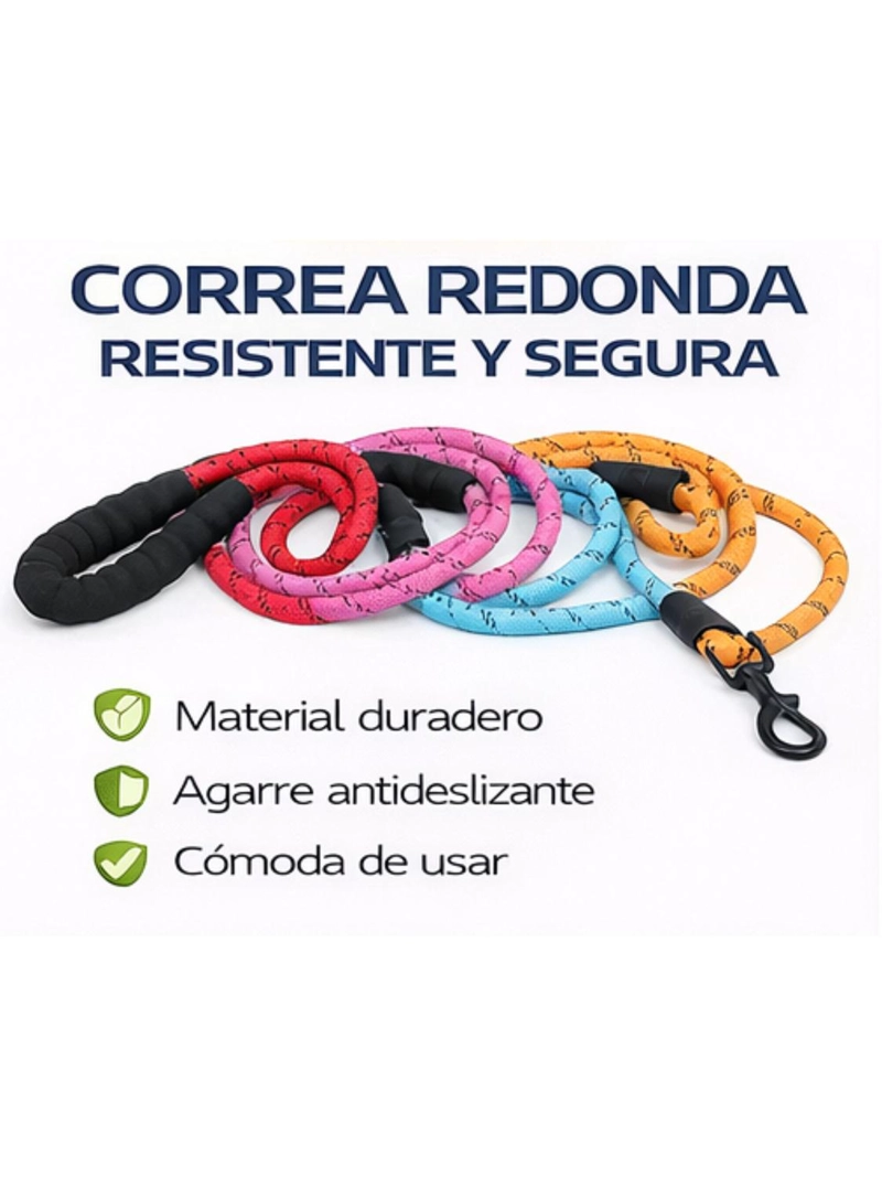 CORREA REDONDA PERRO 1.2 M RESISTENTE ANTIDESLIZANTE - 5