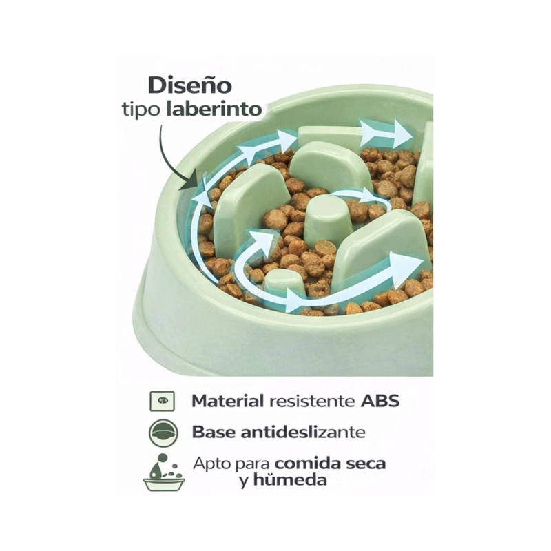 PLATO ALIMENTACION LENTA PERRO ANTIESTRE S ANTIANSIEDAD VERDE - 3