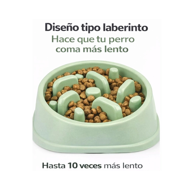 PLATO ALIMENTACION LENTA PERRO ANTIESTRE S ANTIANSIEDAD VERDE - 4