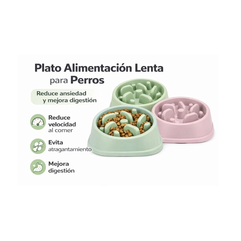 PLATO ALIMENTACION LENTA PERRO ANTIESTRE S ANTIANSIEDAD VERDE - 5