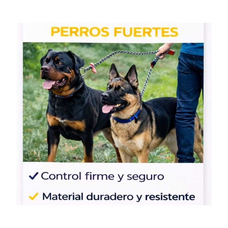 CORREA PERRO CADENA ACERO 120 CM MANGO ACOLCHADO - 4