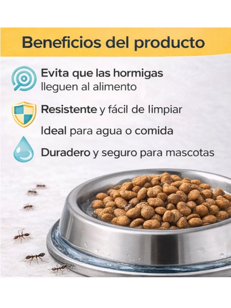 PLATO ANTIHORMIGAS ACERO INOXIDABLE MASCOTAS XXL 2.7 L - 3