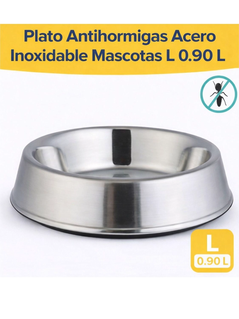 PLATO ANTIHORMIGAS ACERO INOXIDABLE MASCOTAS L 0.9 L - 5