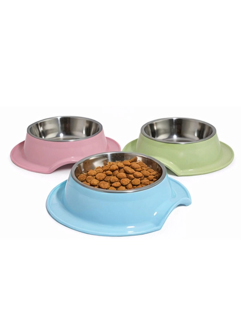 PLATO ANTIHORMIGAS ACERO INOXIDABLE MASCOTAS 21,5 CM CELESTE - 1