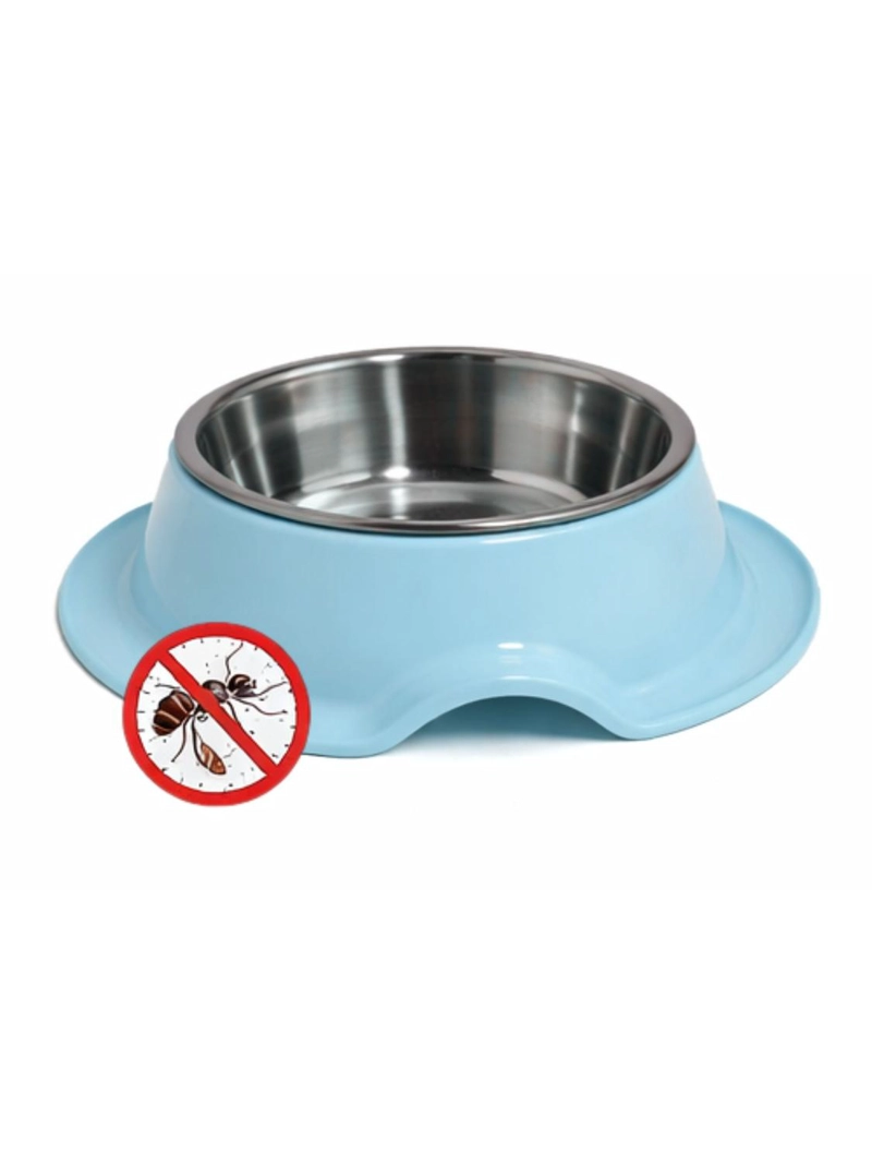 PLATO ANTIHORMIGAS ACERO INOXIDABLE MASCOTAS 21,5 CM CELESTE - 2