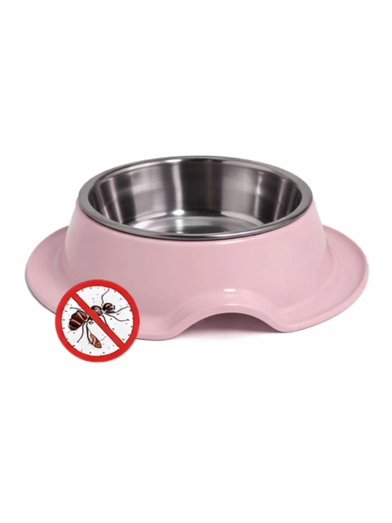 PLATO ANTIHORMIGAS ACERO INOXIDABLE MASCOTAS 21,5 CM ROSA - 2