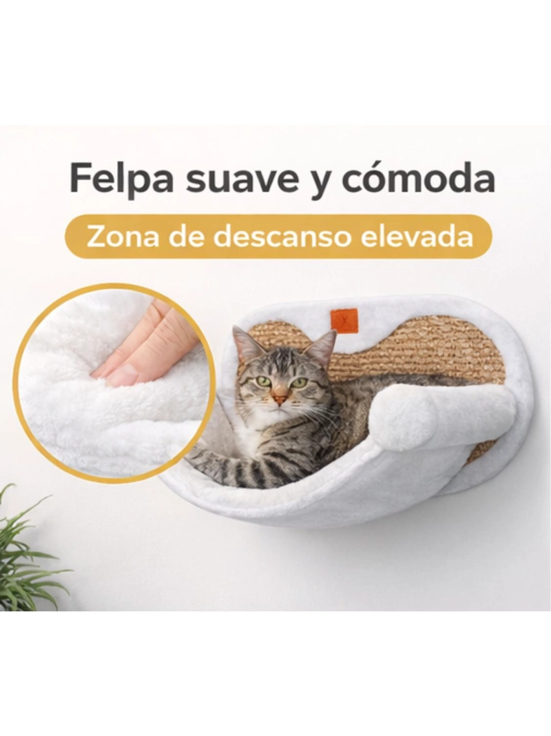 HAMACA ELEVADA PARA GATOS CON RASCADOR MURO 55 CM - 2