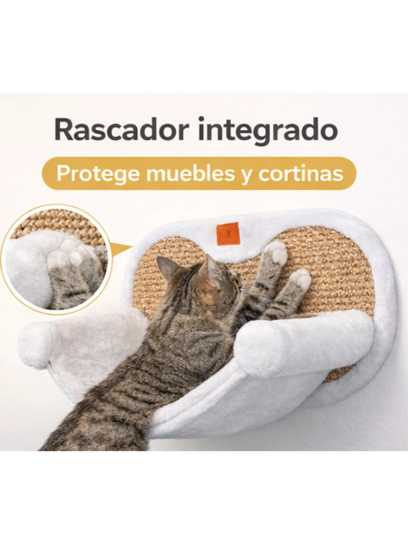 HAMACA ELEVADA PARA GATOS CON RASCADOR MURO 55 CM - 3