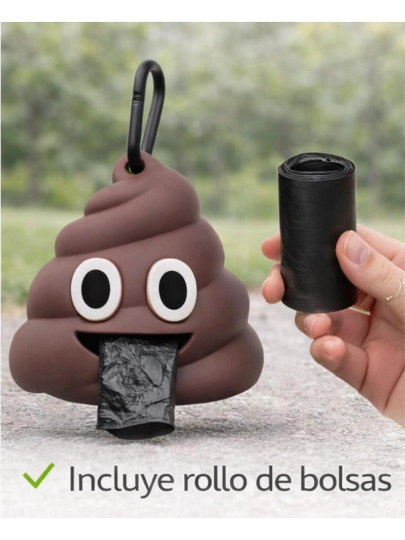 DISPENSADOR BOLSAS FECAS PERRO EMOJI CON GANCHO - 2