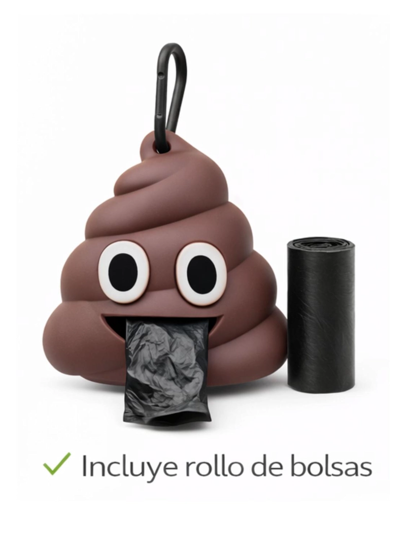 DISPENSADOR BOLSAS FECAS PERRO EMOJI CON GANCHO - 3