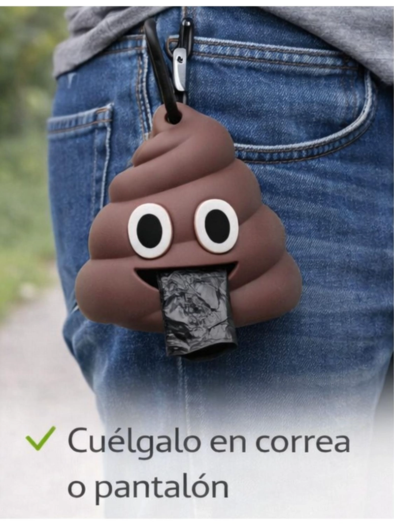 DISPENSADOR BOLSAS FECAS PERRO EMOJI CON GANCHO - 6