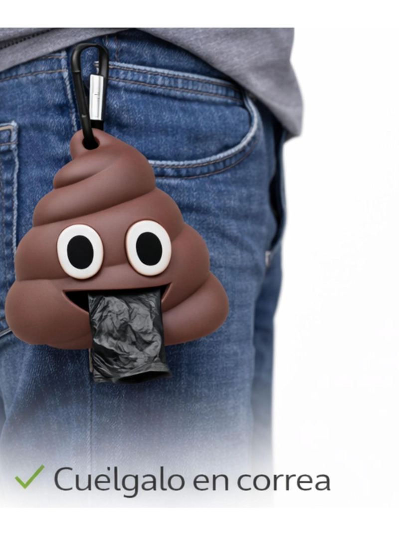 DISPENSADOR BOLSAS FECAS PERRO EMOJI CON GANCHO - 8
