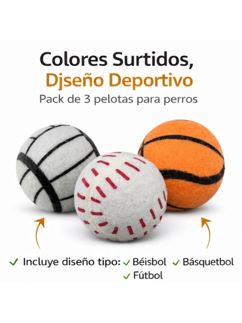 PACK 3 PELOTAS CON SONIDO PARA PERROS 7.6 CM - 2