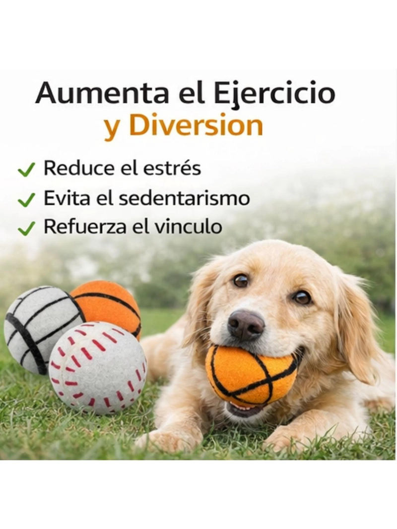 PACK 3 PELOTAS CON SONIDO PARA PERROS 7.6 CM - 4