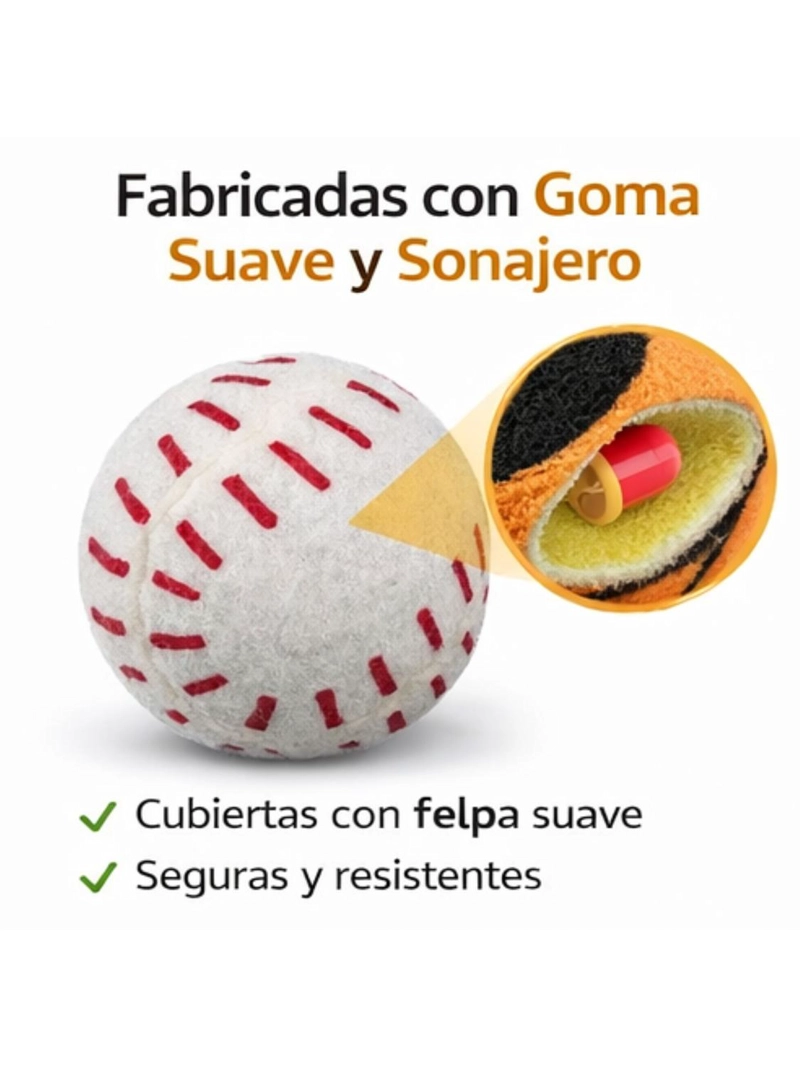 PACK 3 PELOTAS CON SONIDO PARA PERROS 7.6 CM - 6