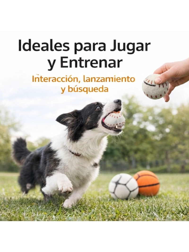 PACK 3 PELOTAS CON SONIDO PARA PERROS 7.6 CM - 7