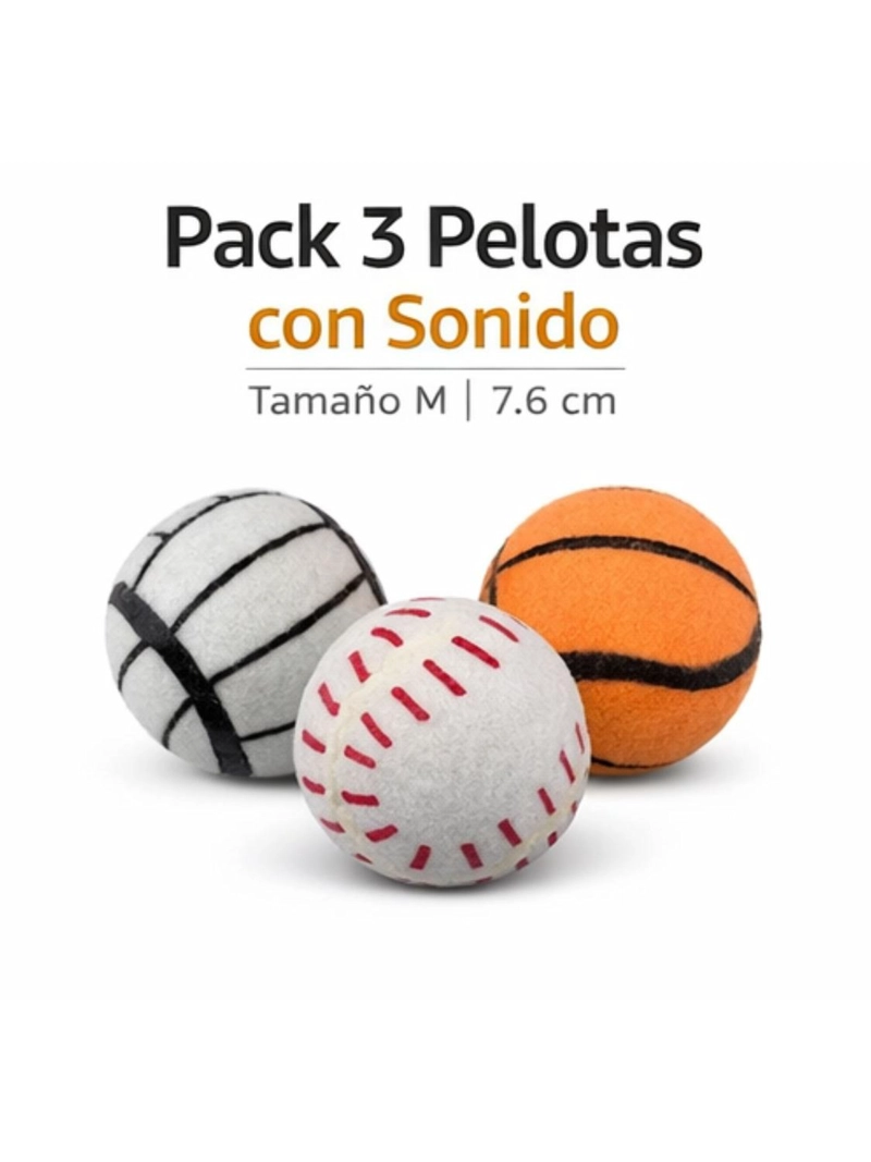 PACK 3 PELOTAS CON SONIDO PARA PERROS 7.6 CM - 8