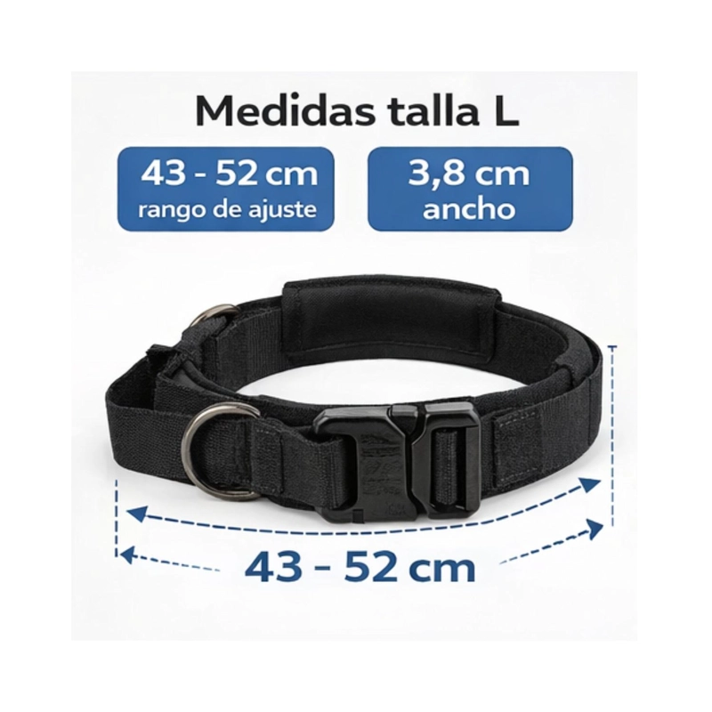 COLLAR TACTICO PERRO L 43-52 CM REFORZADO CON ASA - 5