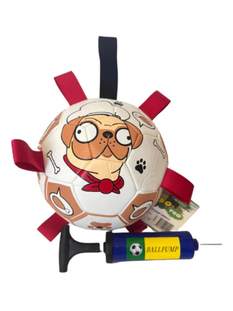 JUGUETE PELOTA CON TIRAS PARA PERROS + BOMBIN 18CM - 4