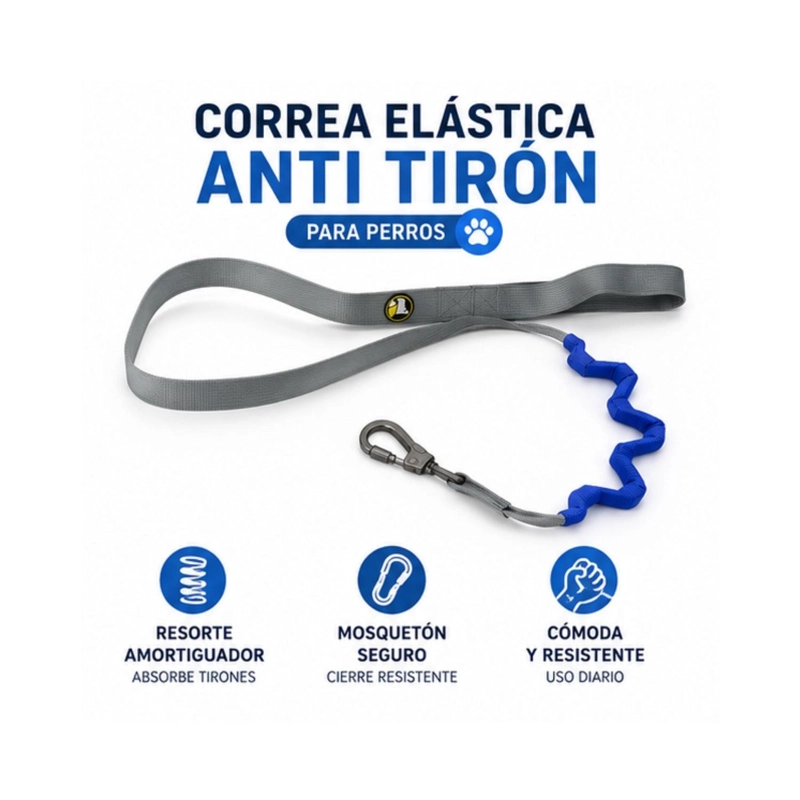 CORREA ELASTICA ANTI TIRON PERRO AZUL 2,5X120 CM - 5