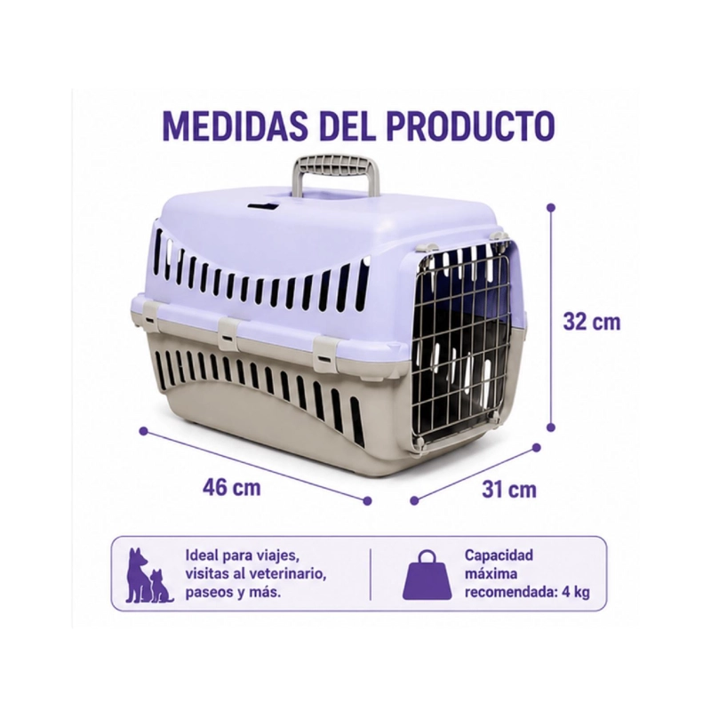 JAULA TRANSPORTADORA MASCOTAS PEQUEÑAS HASTA 4 KG 46 CM - 3