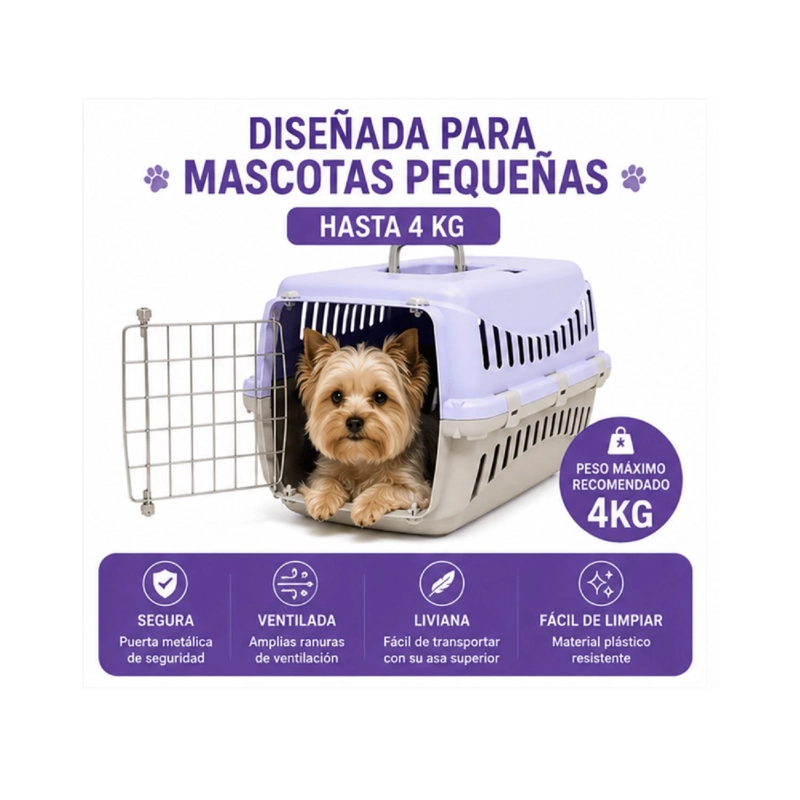 JAULA TRANSPORTADORA MASCOTAS PEQUEÑAS HASTA 4 KG 46 CM - 4