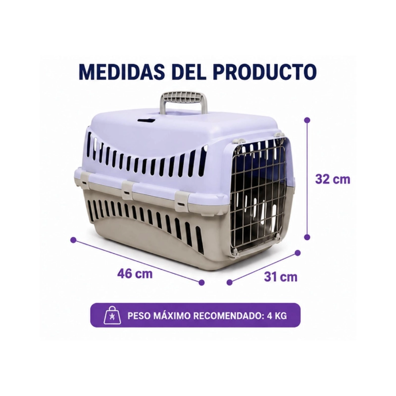 JAULA TRANSPORTADORA MASCOTAS PEQUEÑAS HASTA 4 KG 46 CM - 8