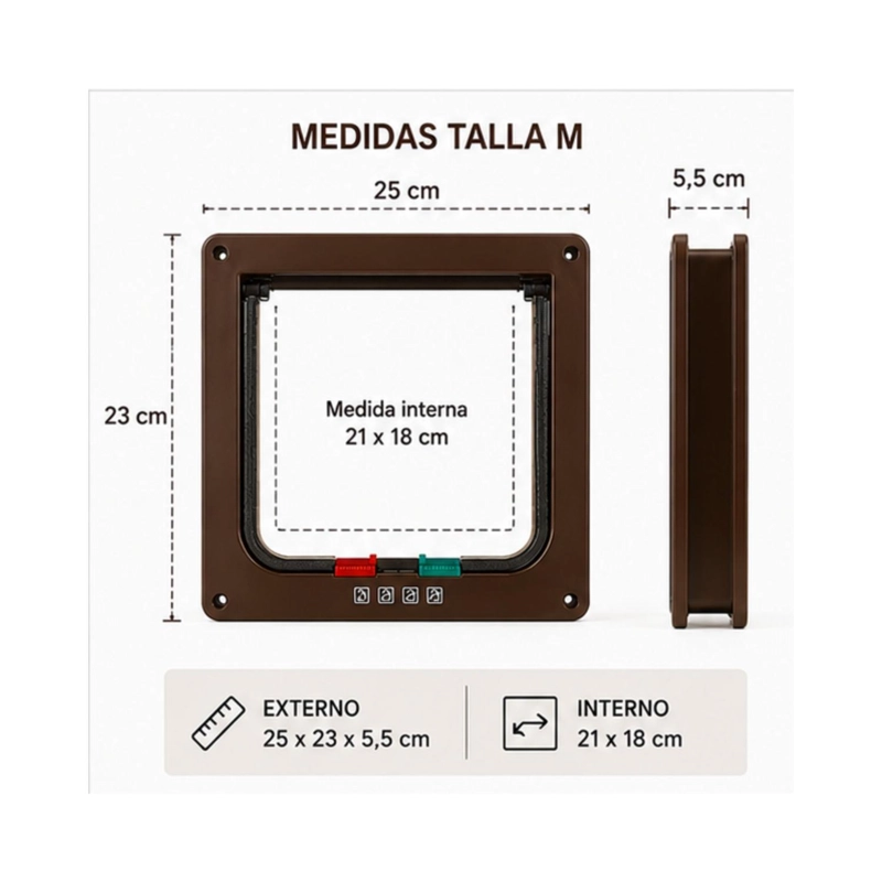 PUERTA PARA GATOS M 25X23CM ACCESO MASCOTAS - 2