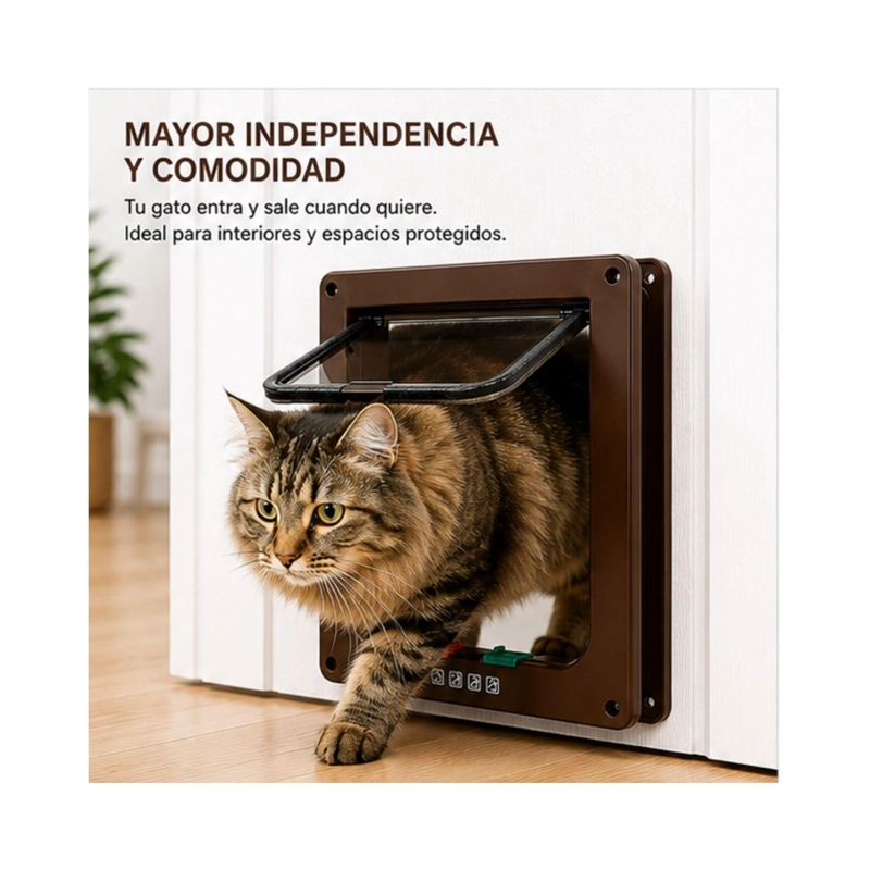 PUERTA PARA GATOS M 25X23CM ACCESO MASCOTAS - 4