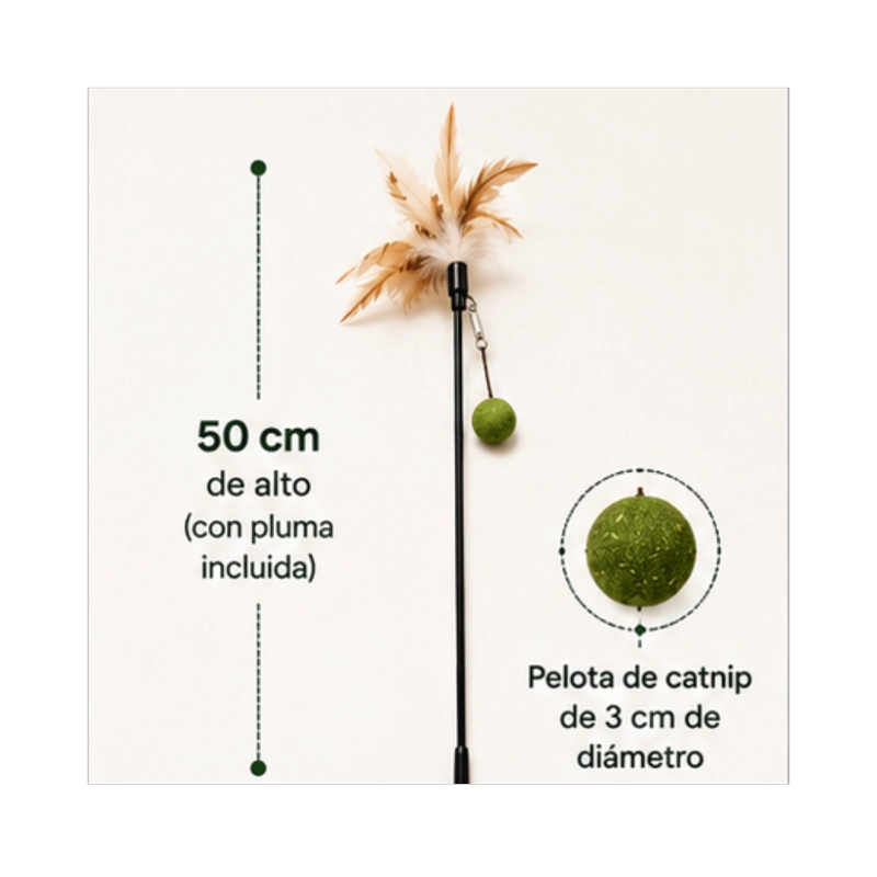 VARILLA PLUMA Y BOLA CATNIP PARA GATO 50 CM - 3