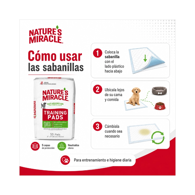 SABANILLAS PERRO NATURE'S MIRACLE 50 UN 53X53 CM - 2