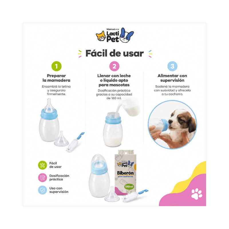 MAMADERA LACTIPET CACHORROS PERRO GATO 180ML - 4