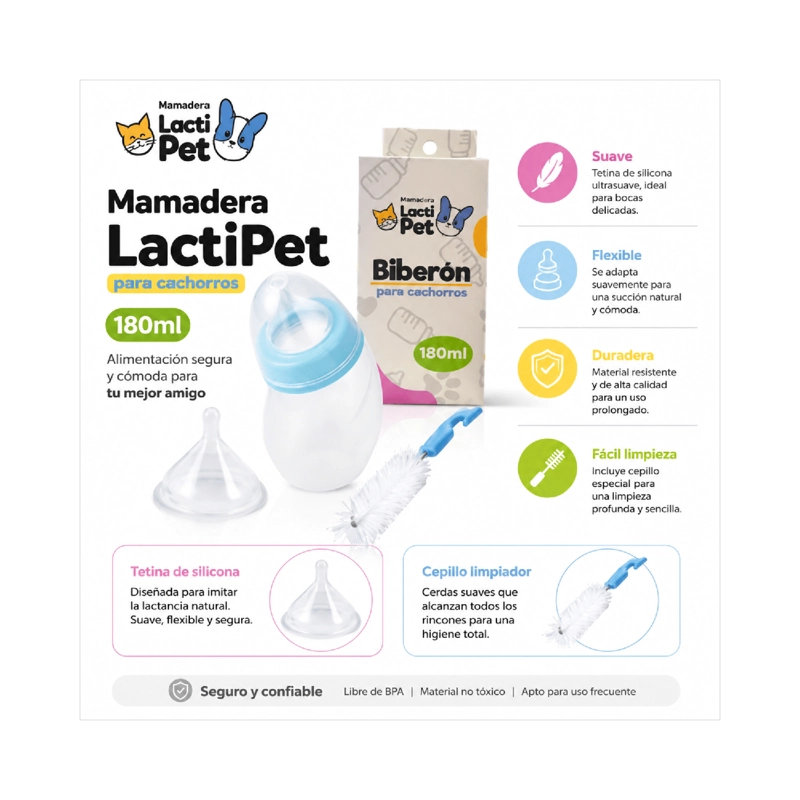 MAMADERA LACTIPET CACHORROS PERRO GATO 180ML - 5