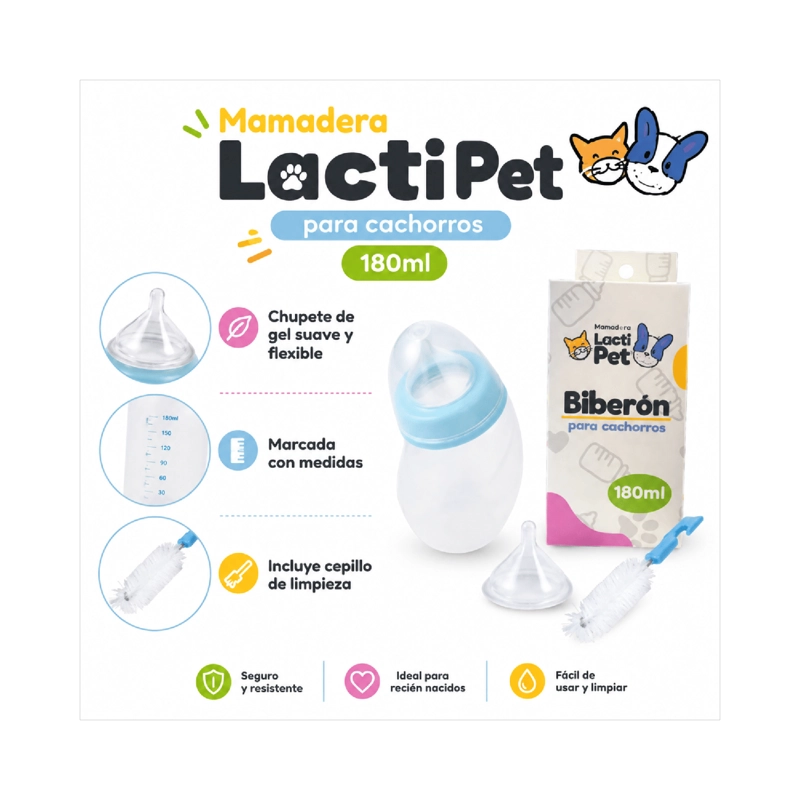 MAMADERA LACTIPET CACHORROS PERRO GATO 180ML - 8