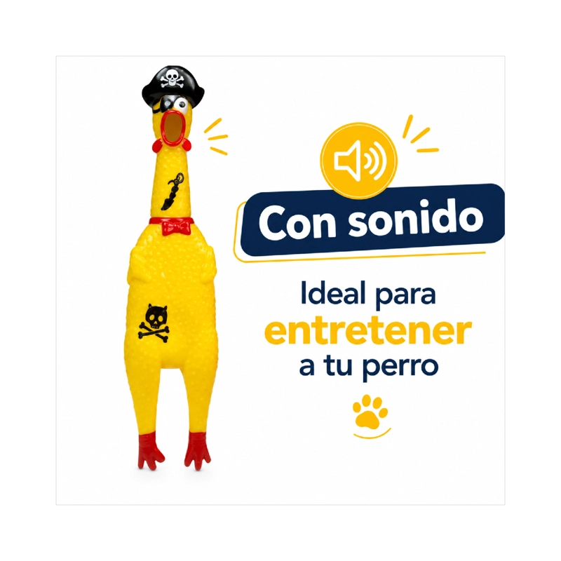 POLLO CHILLON PIRATA JUGUETE PERRO CON SONIDO 30X7 - 7