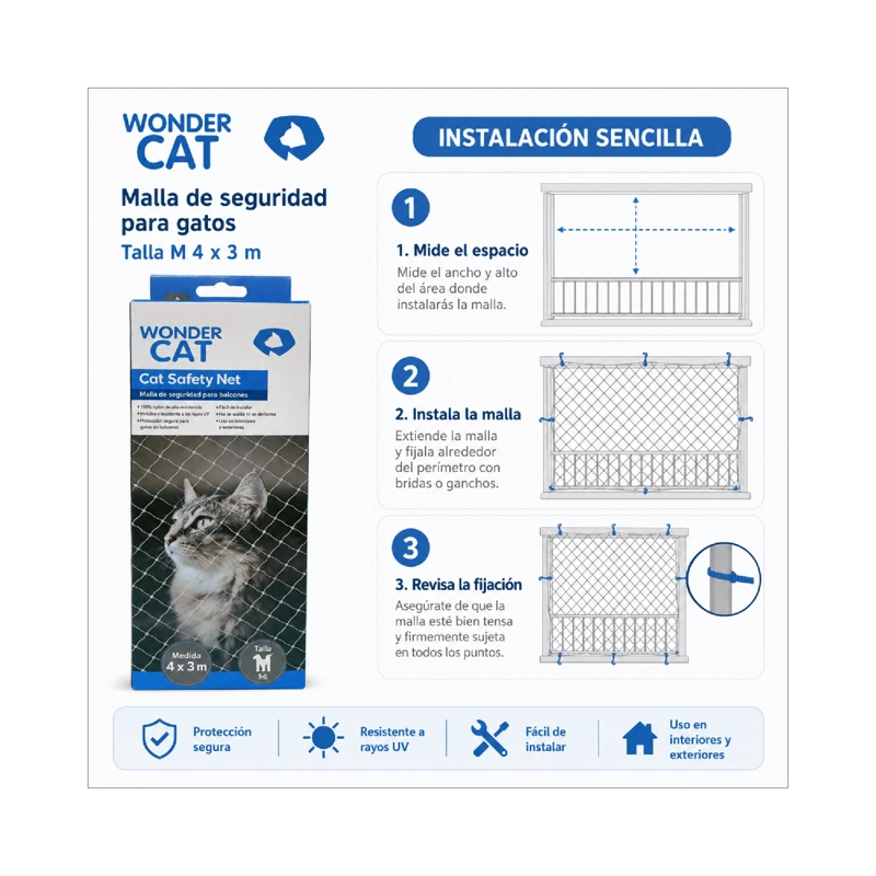 MALLA SEGURIDAD GATOS BALCON TERRAZA 4X3 M - 2