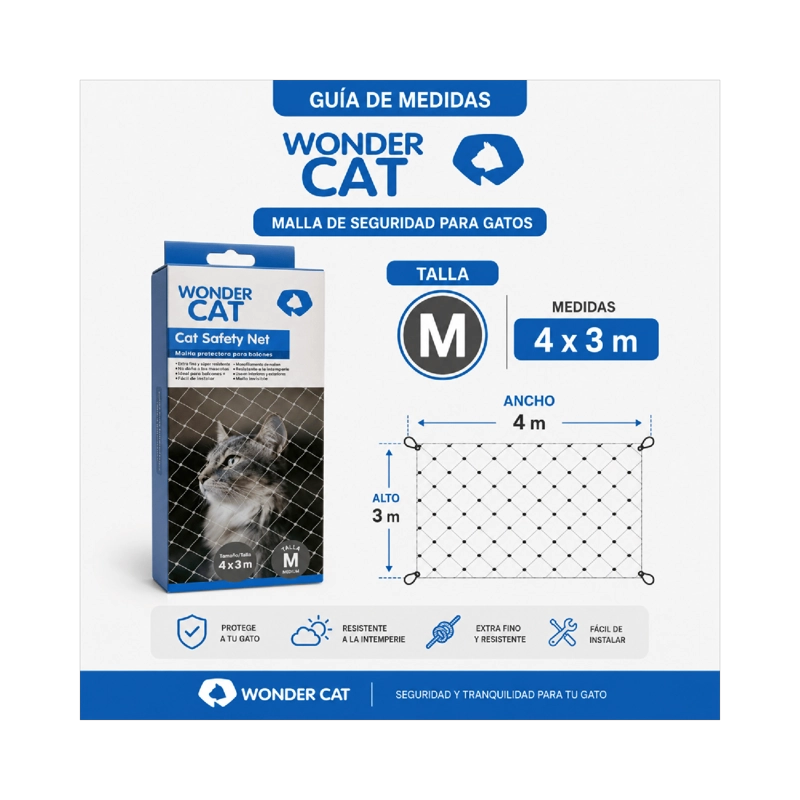 MALLA SEGURIDAD GATOS BALCON TERRAZA 4X3 M - 6