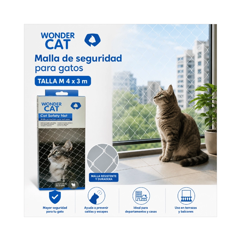 MALLA SEGURIDAD GATOS BALCON TERRAZA 4X3 M - 9