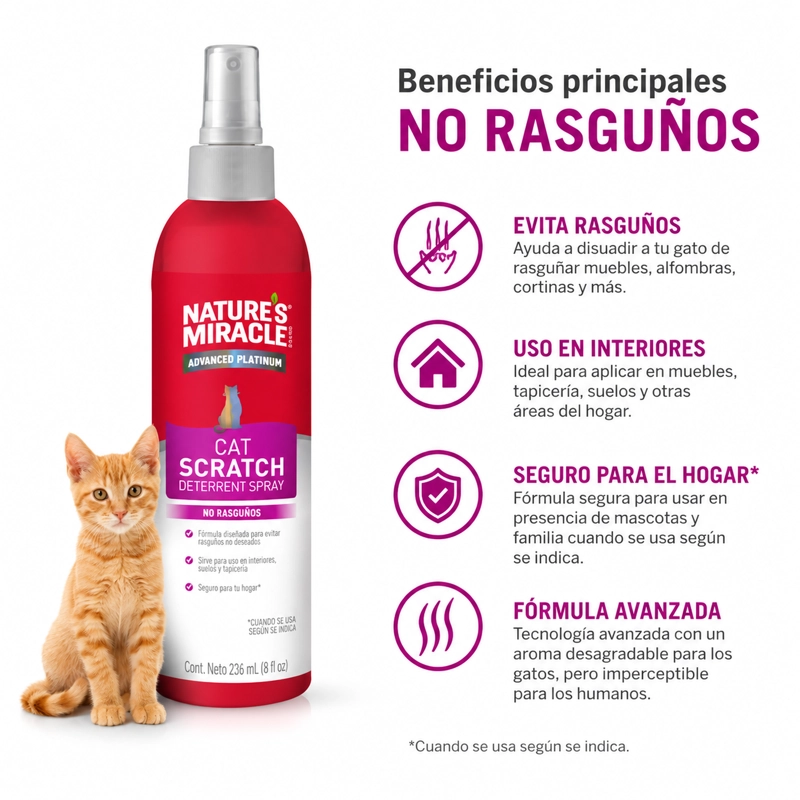 SPRAY NO RASGUÑOS GATOS NATURE’S MIRACLE 236 ML - 2